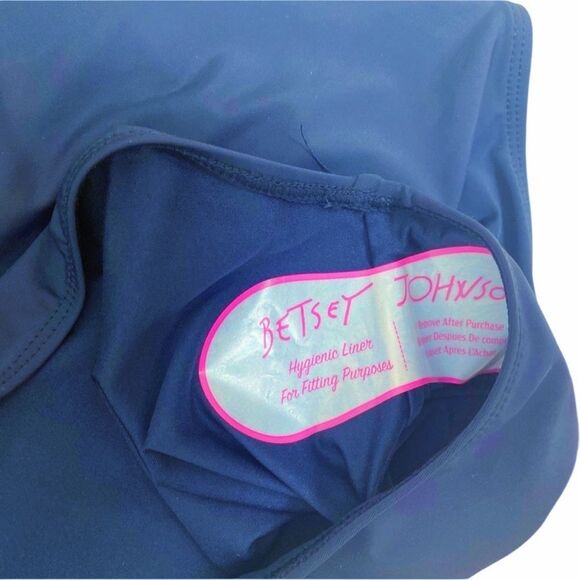 Betsey Johnson Women One Piece Bandeau Swimsuit Navy Blue Ruching Bandeau 2X New - Picture 4 of 5